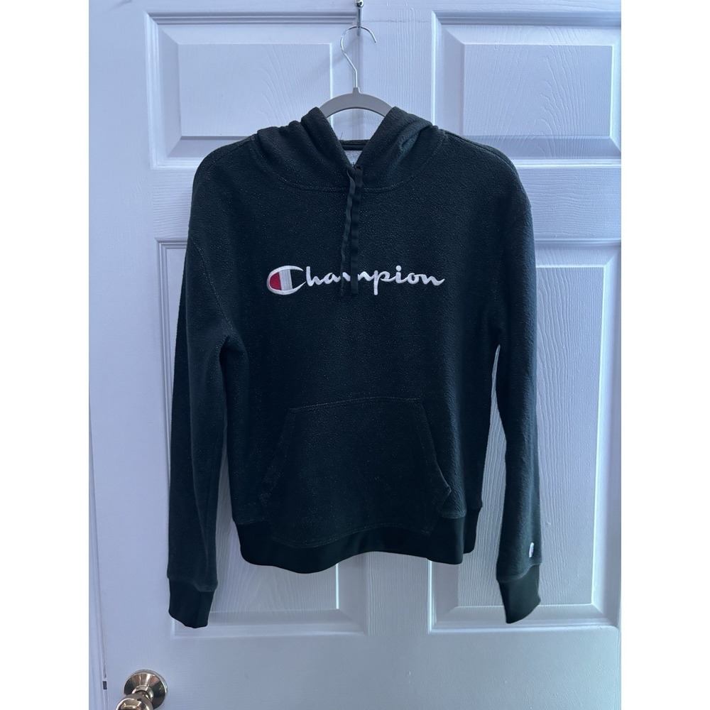Champion Women's Athletic Hoodie Pullover Black Sparkly Size Medium Casual